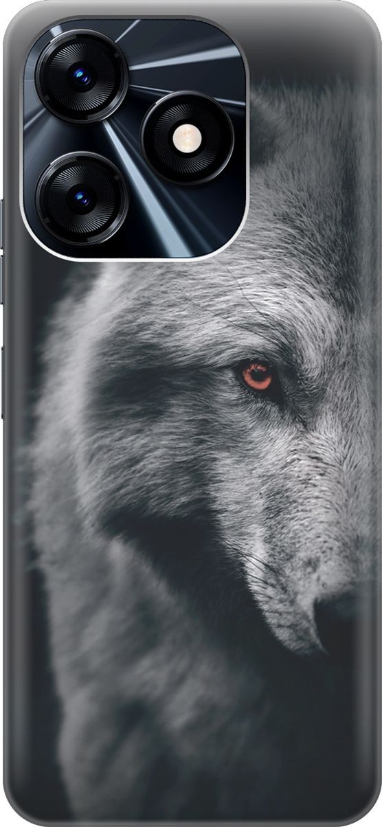

Силиконовый чехол на Tecno Spark 10 "Красноглазый волк", Красный;серый, 159541
