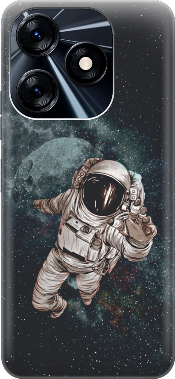 

Силиконовый чехол на Tecno Spark 10 "Космонавт", Белый;серый, 159538