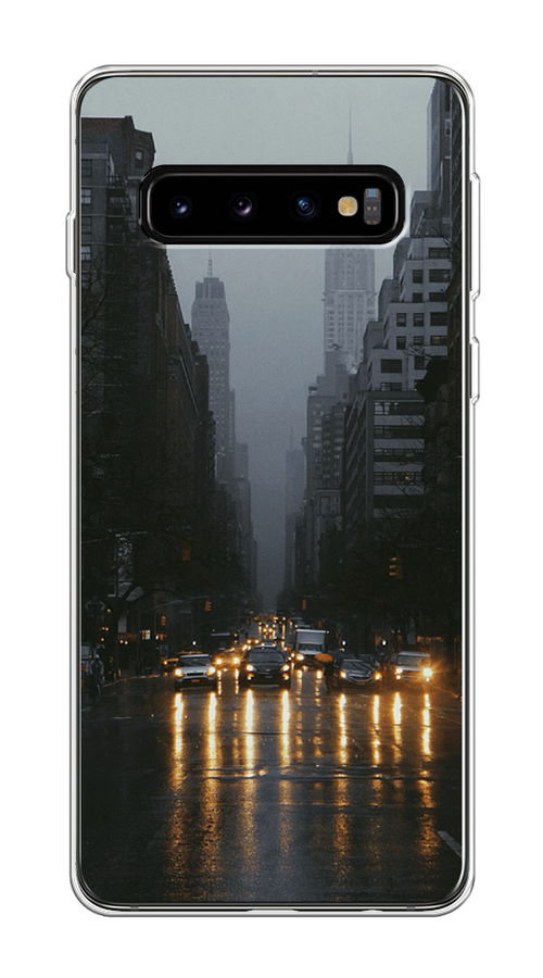 

Чехол на Samsung Galaxy S10 "Дождливый Нью Йорк", Черный;серый, 27050-1