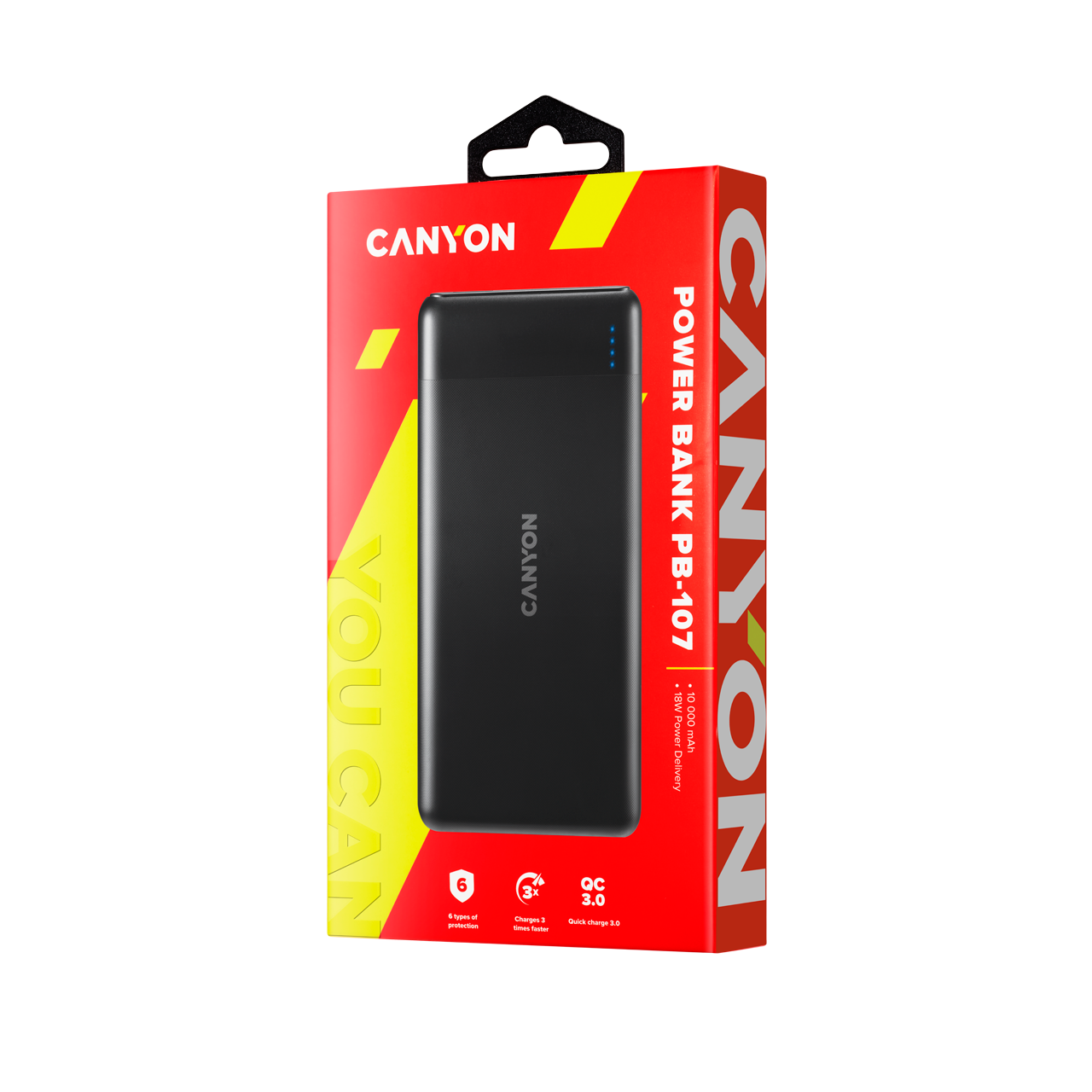 

Аккумулятор внешний Canyon PB-107 черный 10000 mAh, PD/QC3.0 18W