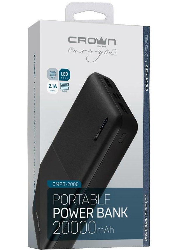 

Аккумулятор внешний Crown CMPB-2000 черный 20000 mAh, Li-Pol, 2A, 2xUSB