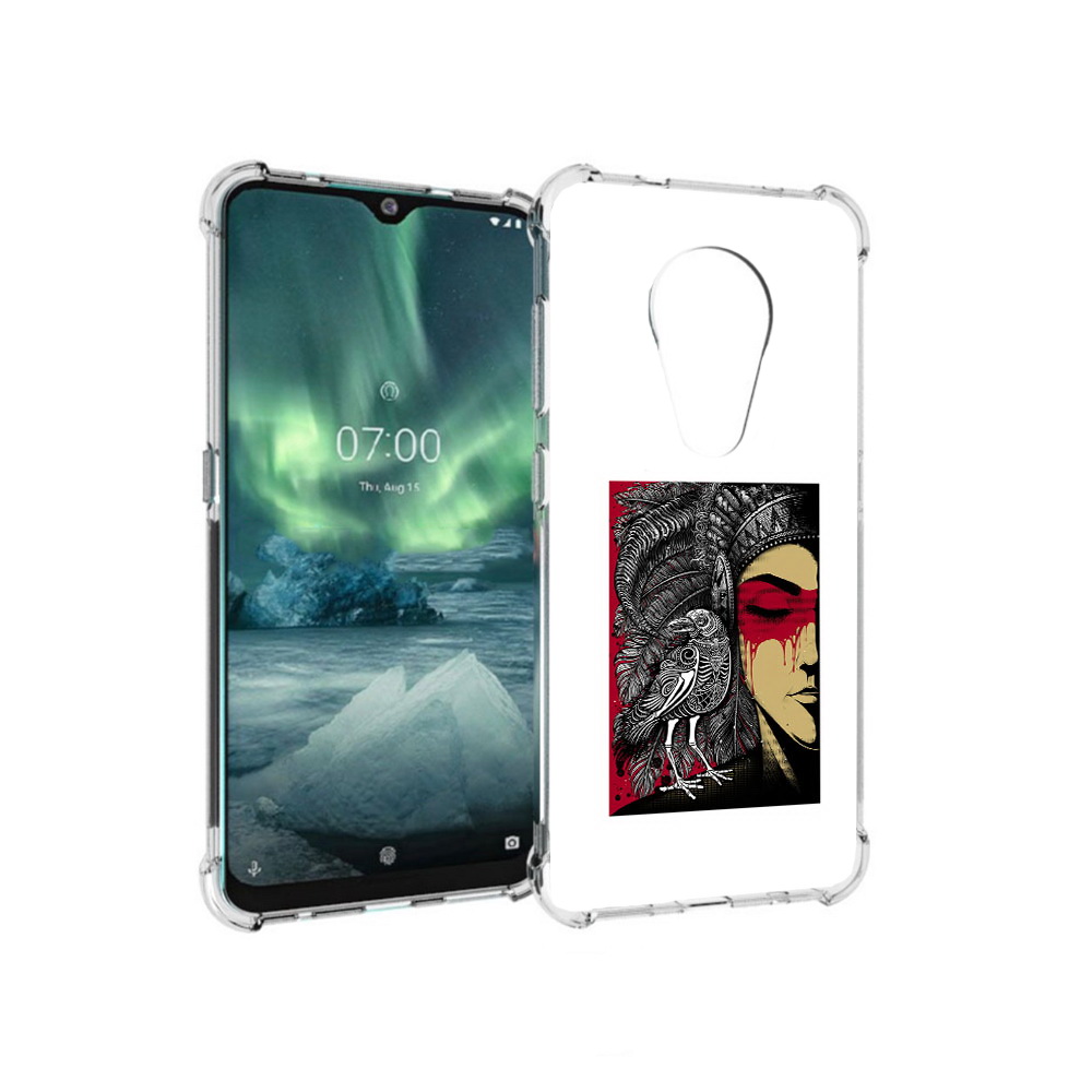 

Чехол MyPads Tocco для Nokia 7.2 девушка с вороном в абстракции (PT139171.105.311), Прозрачный, Tocco