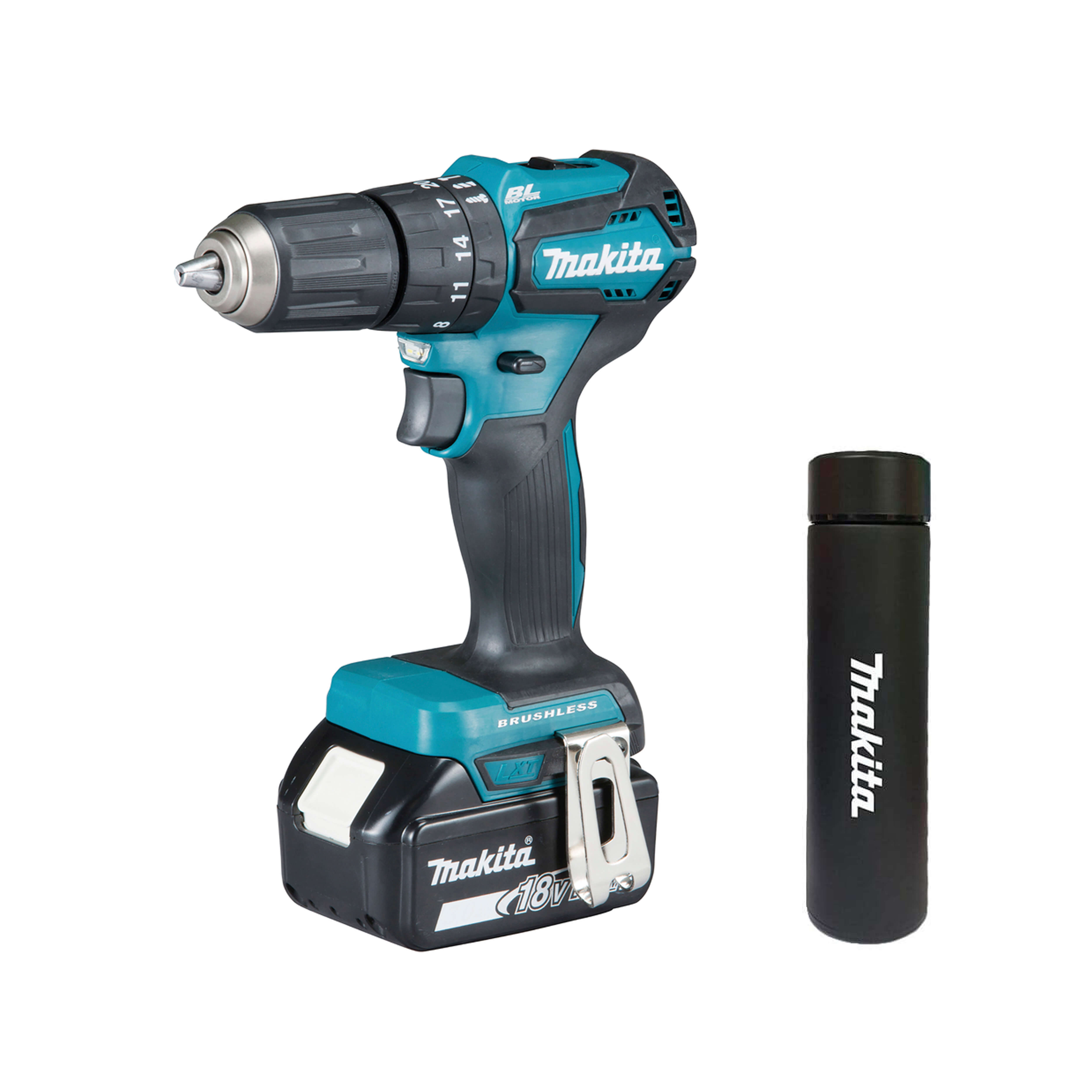 

Дрель аккумуляторная ударная MAKITA DHP483SYE + Термос, DHP483SYE