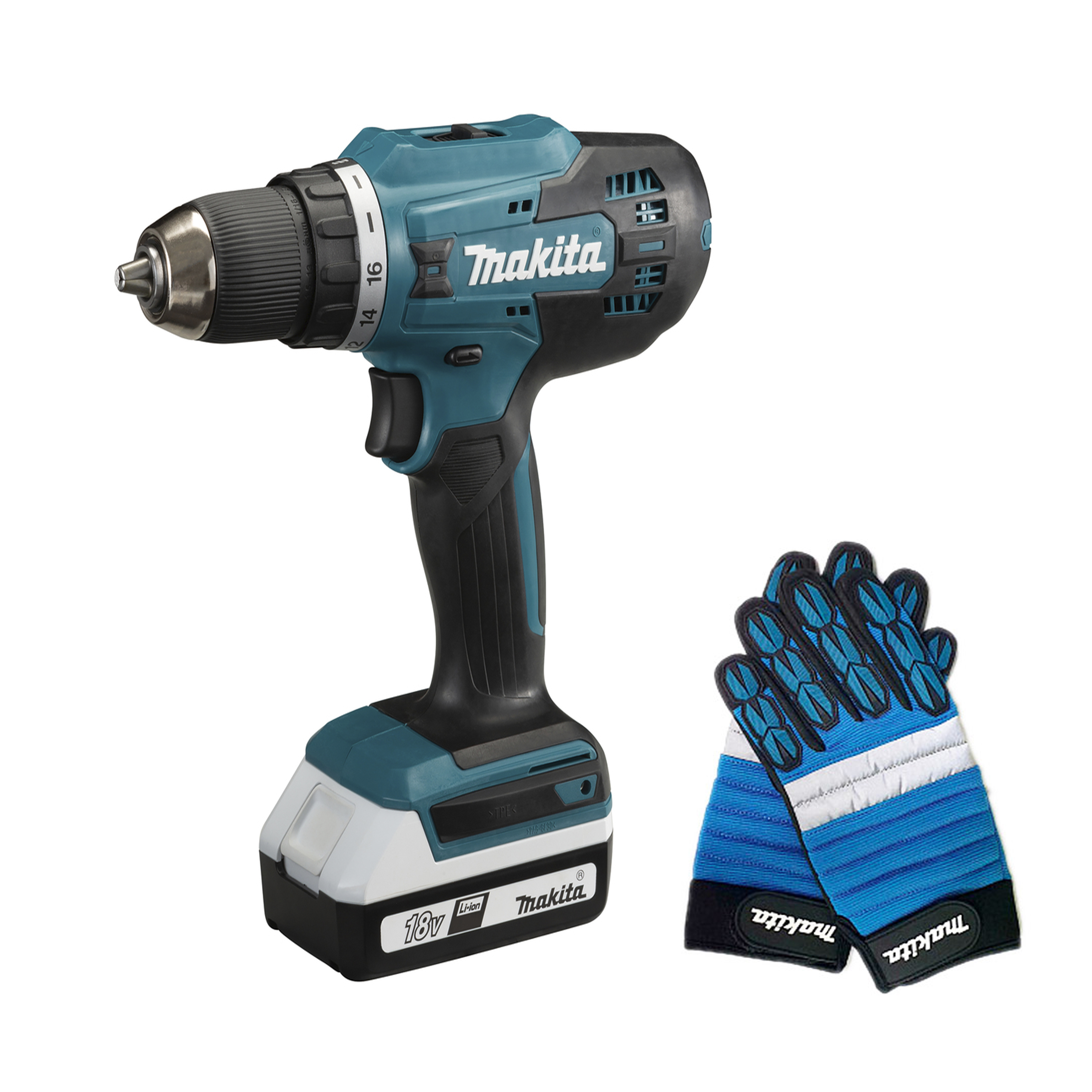 

Дрель аккумуляторная MAKITA DF488DWE + Перчатки, DF488DWE