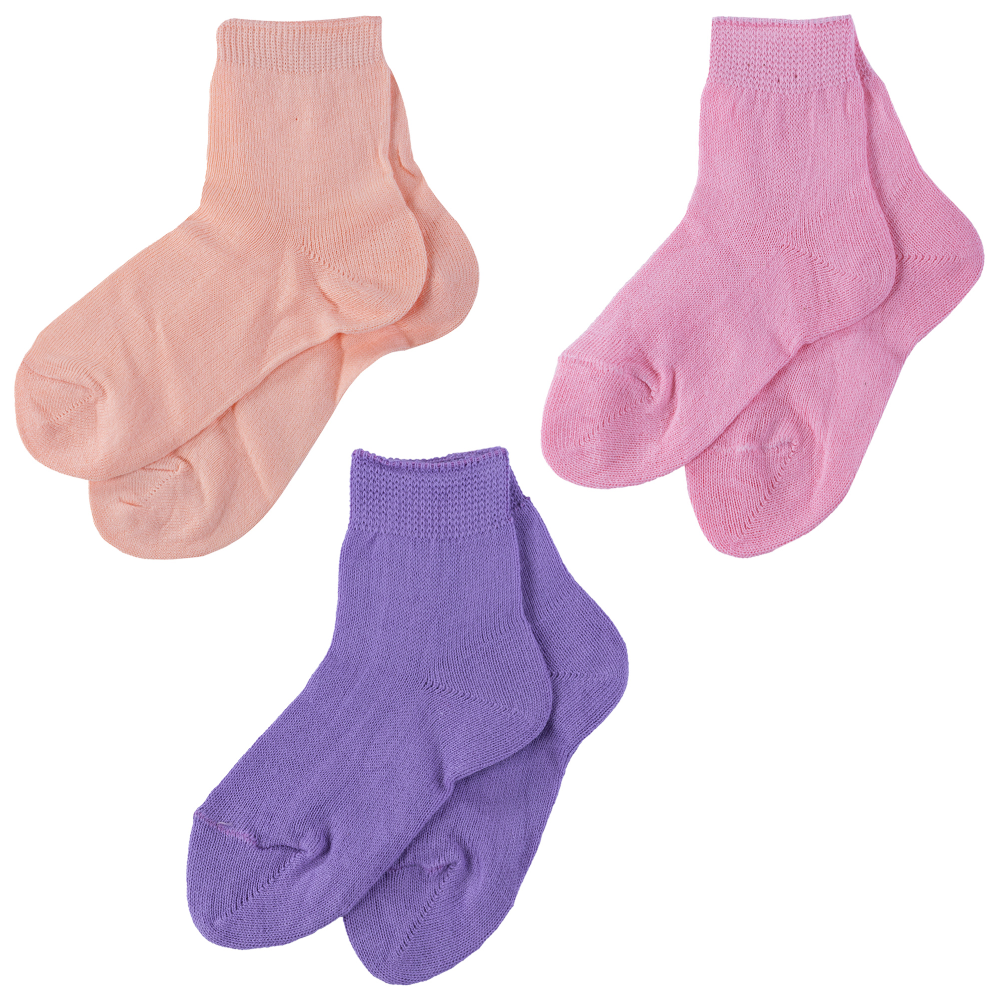 Носки детские НАШЕ 3-С115, оранжевый; розовый; фиолетовый, микс-6, 10-12