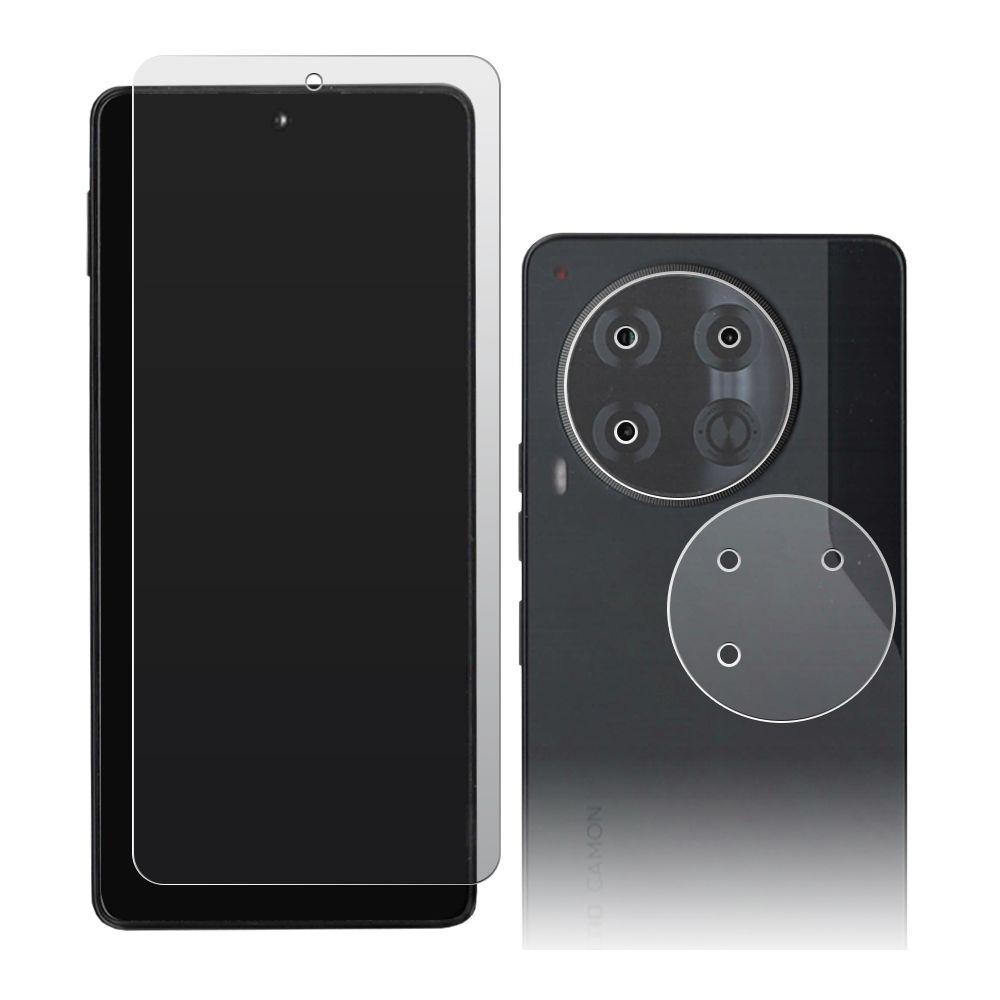

Стекло защитное гибридное Матовое Krutoff для Tecno Camon 30 + защита камеры (2шт.)