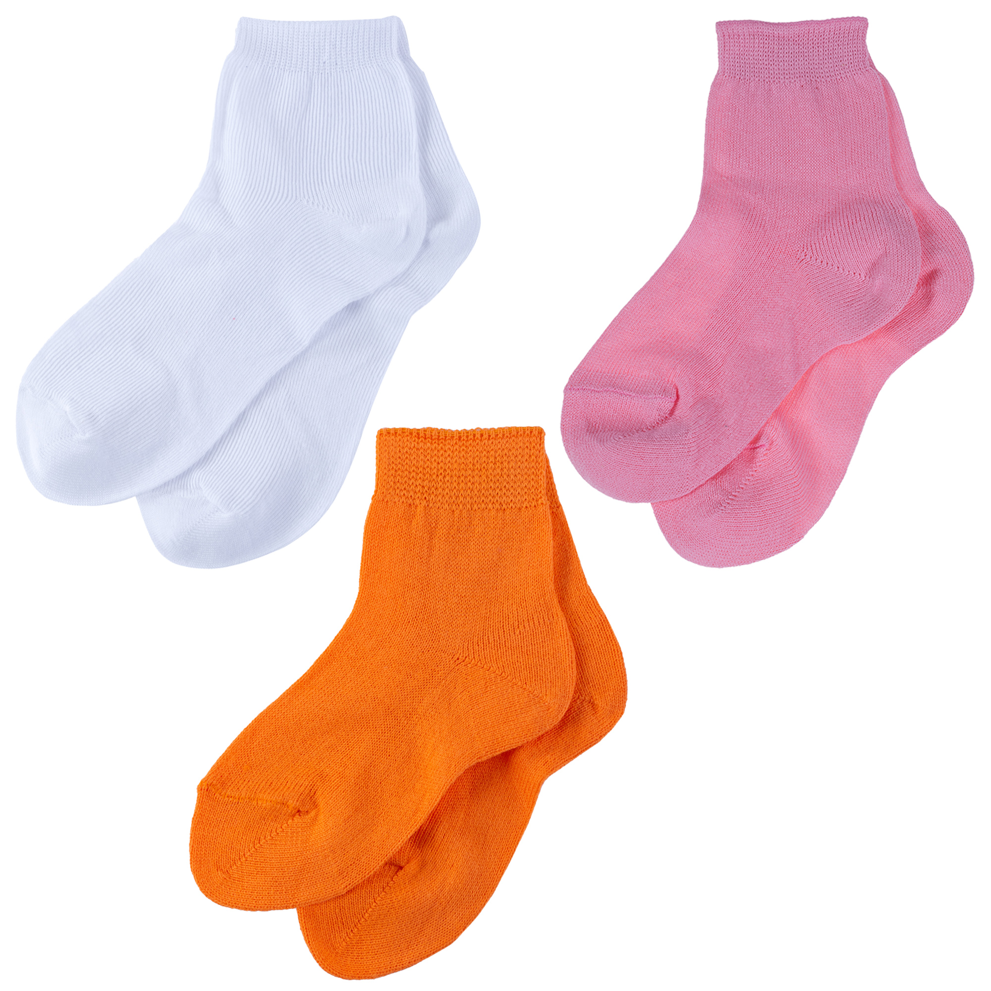 Носки детские НАШЕ 3-С115, белый; розовый; оранжевый, 10-12