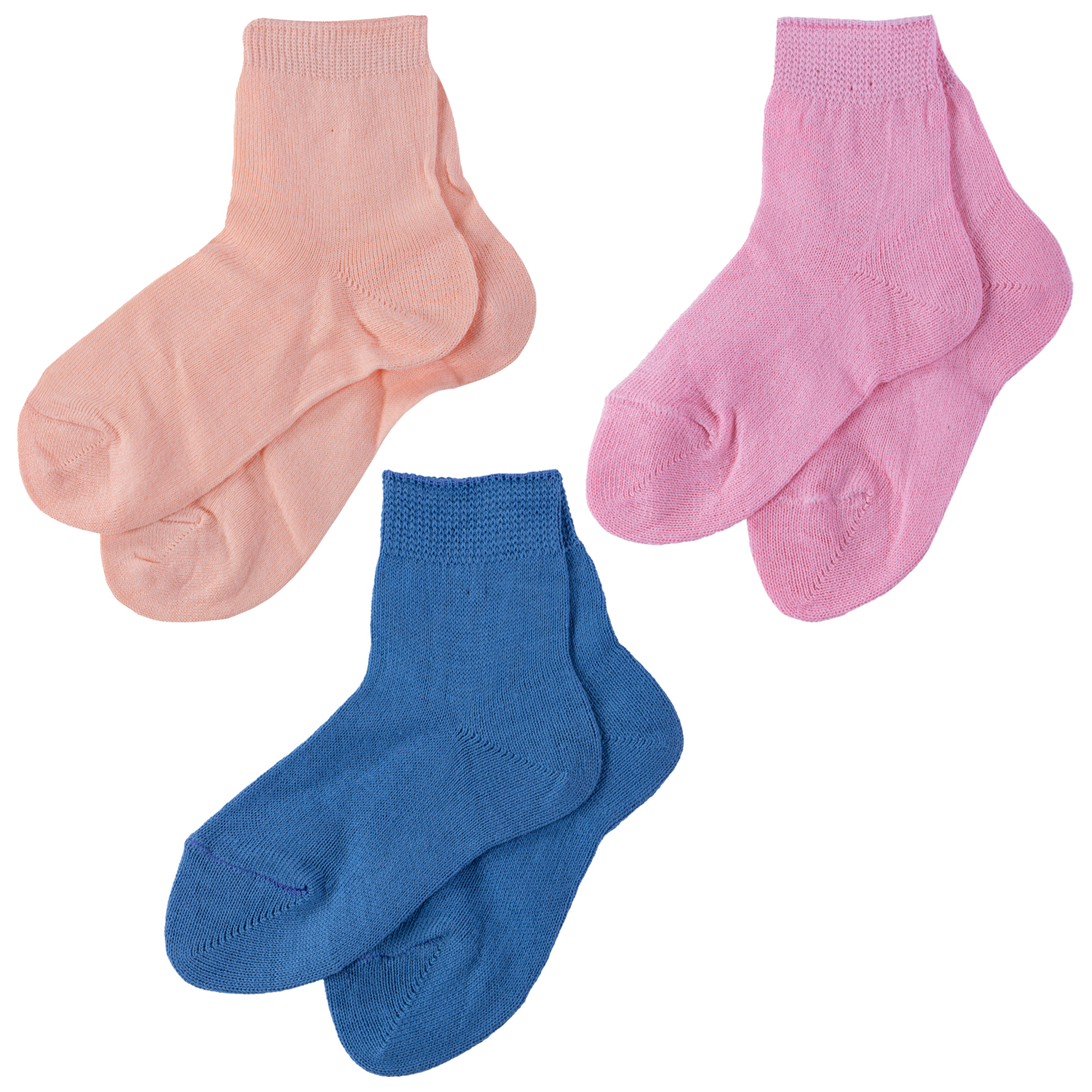 Носки детские НАШЕ 3-С115, оранжевый; розовый; синий, 10-12