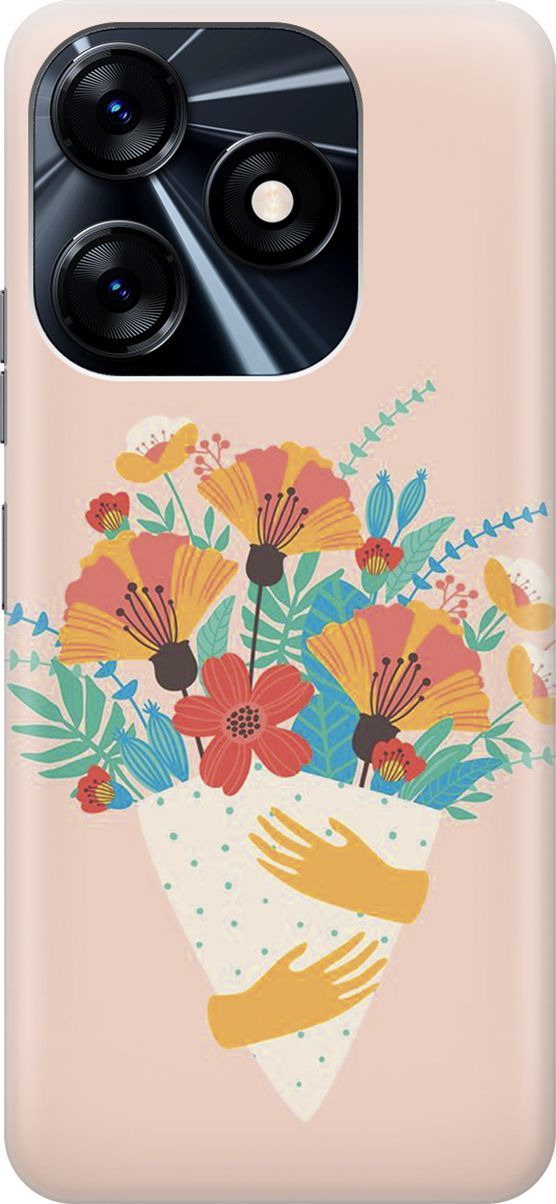 

Силиконовый чехол на Tecno Spark 10 "Букет на розовом", Красный;розовый, 159540