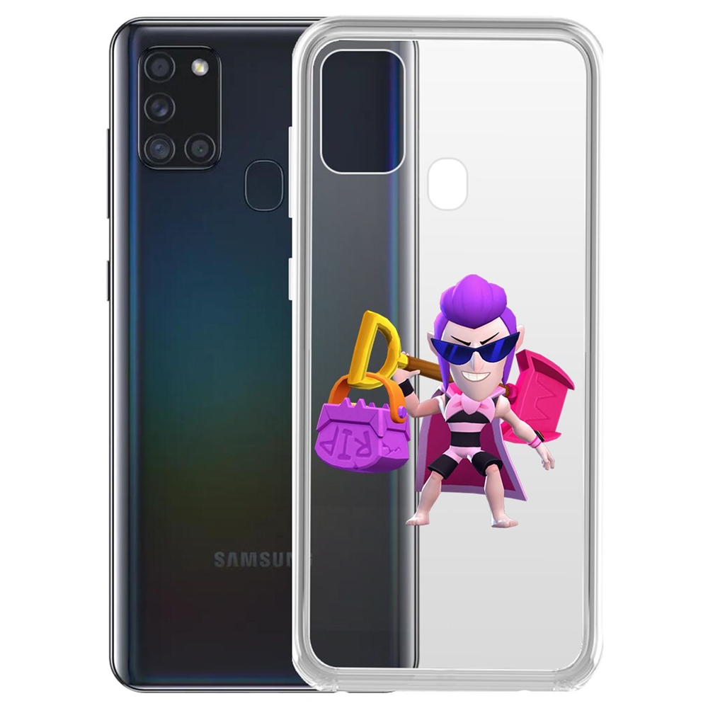 

Чехол-накладка Brawl Stars-Пляжный Мортис для Samsung Galaxy A21s (A217), Прозрачный
