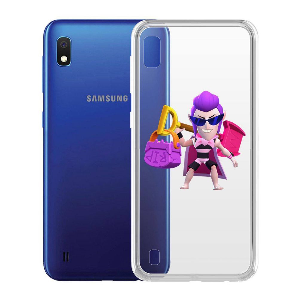 

Чехол-накладка Brawl Stars-Пляжный Мортис для Samsung Galaxy A10 (A105), Прозрачный