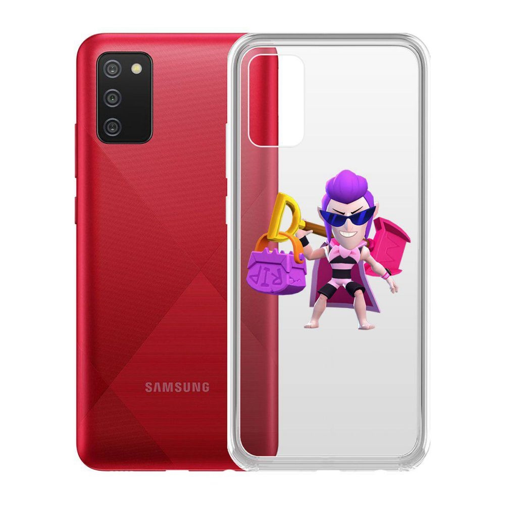 

Чехол-накладка Brawl Stars-Пляжный Мортис для Samsung Galaxy A02s (A025), Прозрачный