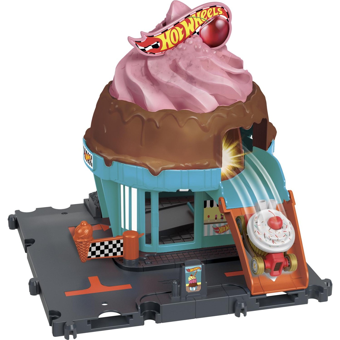 Набор Hot Wheels City Let's Race Ice Cream Shop Магазин мороженого игровой, HTN77 машинка hot wheels let s race 5 шт 1806 htv42