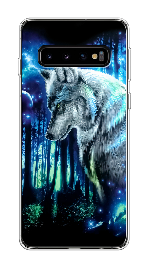 

Чехол на Samsung Galaxy S10 "Сказочный волк", Синий;серебристый;черный, 27050-1