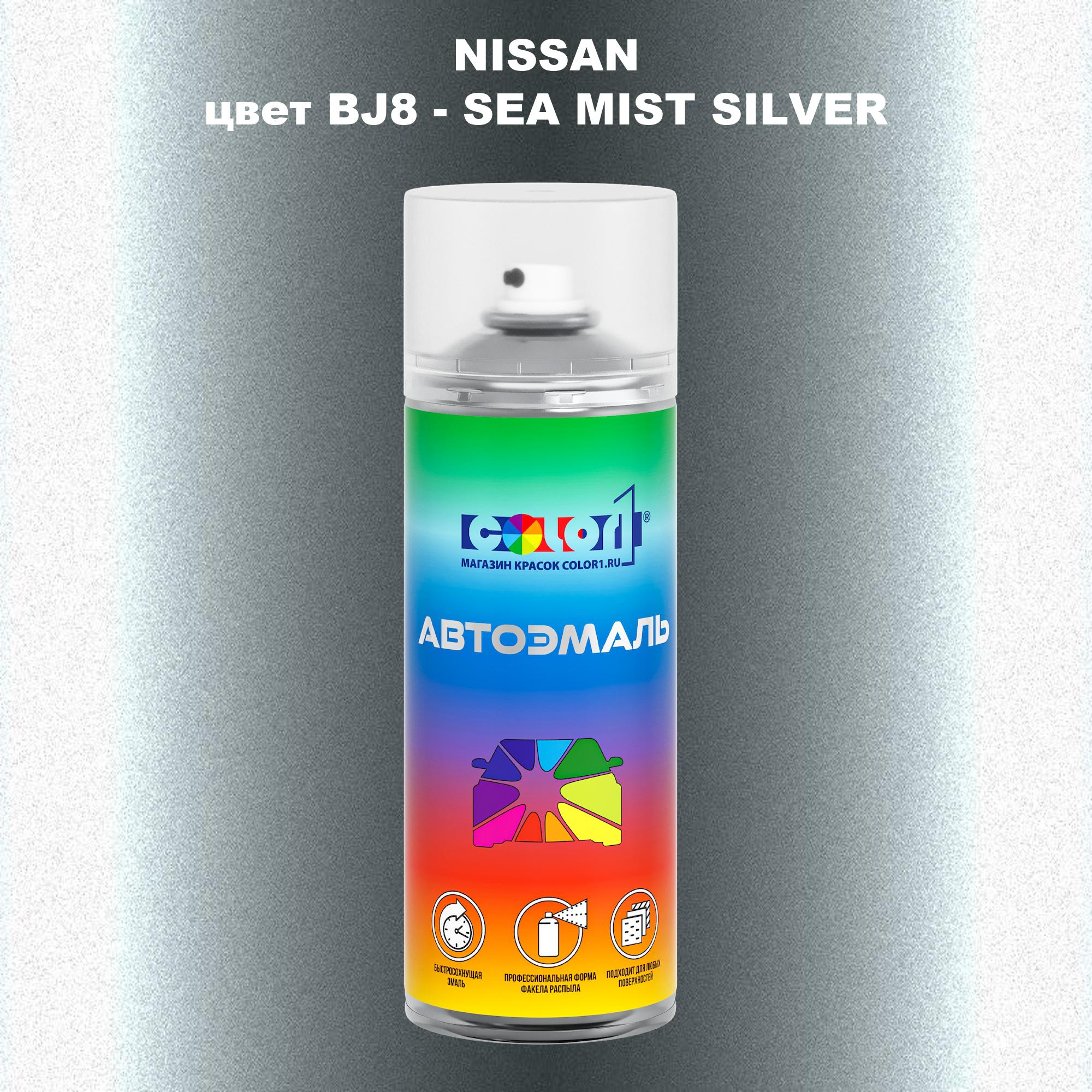 

Аэрозольная краска COLOR1 для NISSAN, цвет BJ8 - SEA MIST SILVER, Прозрачный