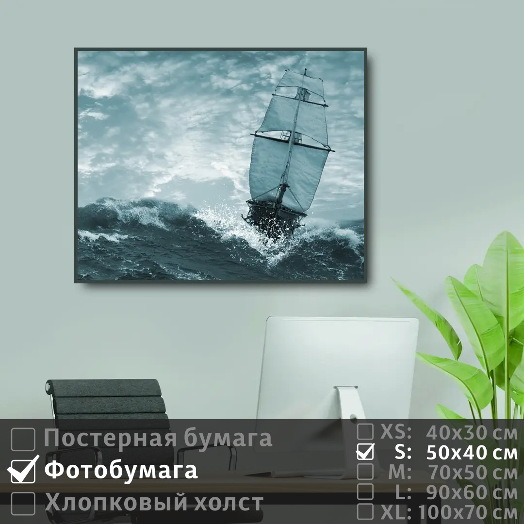 

Постер на фотобумаге ПолиЦентр Шторм в океане 50х40 см, ШтормВОкеане