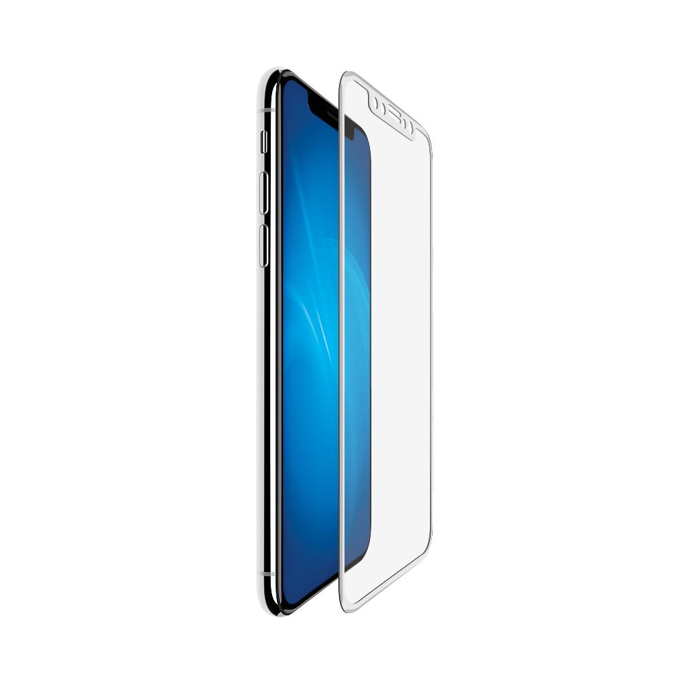 

Защитное стекло DF iColor-13 (white) iPhone X/XS, 3D с цветной рамкой