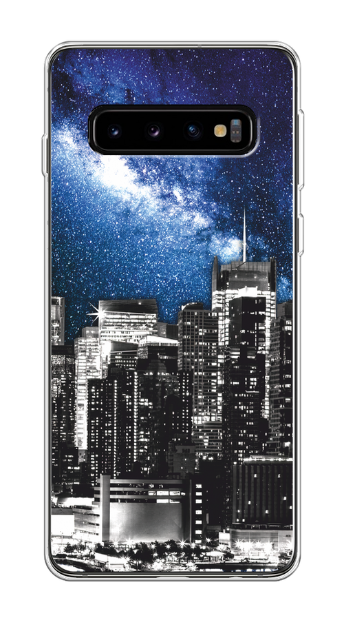 

Чехол на Samsung Galaxy S10 "Космический Нью-Йорк", Синий;серый, 27050-1