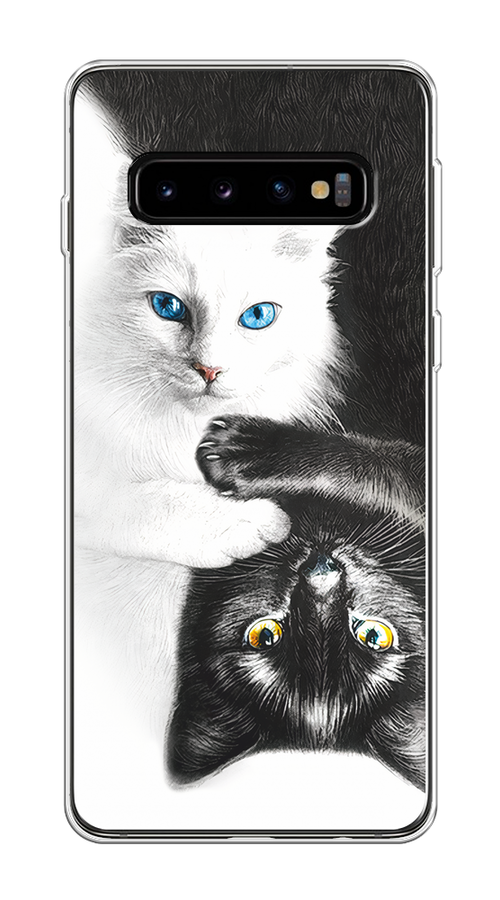 

Чехол на Samsung Galaxy S10 "Коты Инь-Янь", Черный;белый;голубой, 27050-1