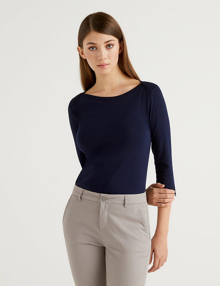 фото Лонгслив женский united colors of benetton 3ga2e16a1_016 синий xl