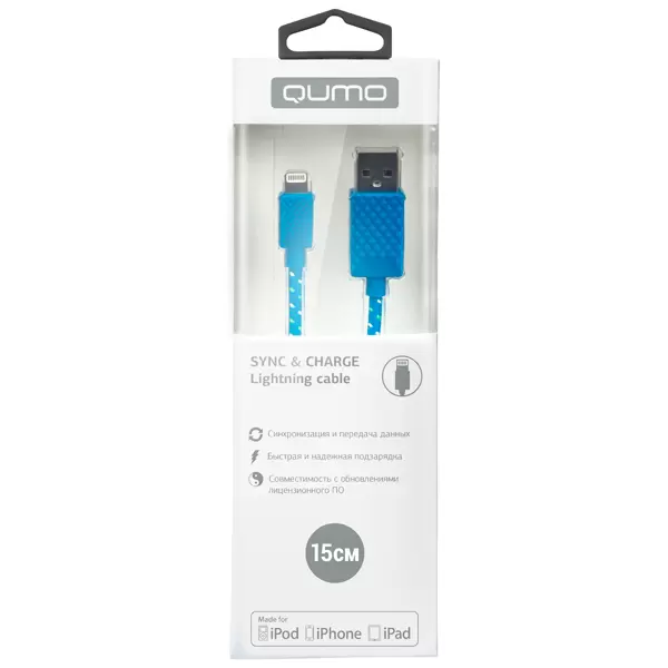 

Кабель lightning - usb NoBrand 23598 0.15 м синий, 23598