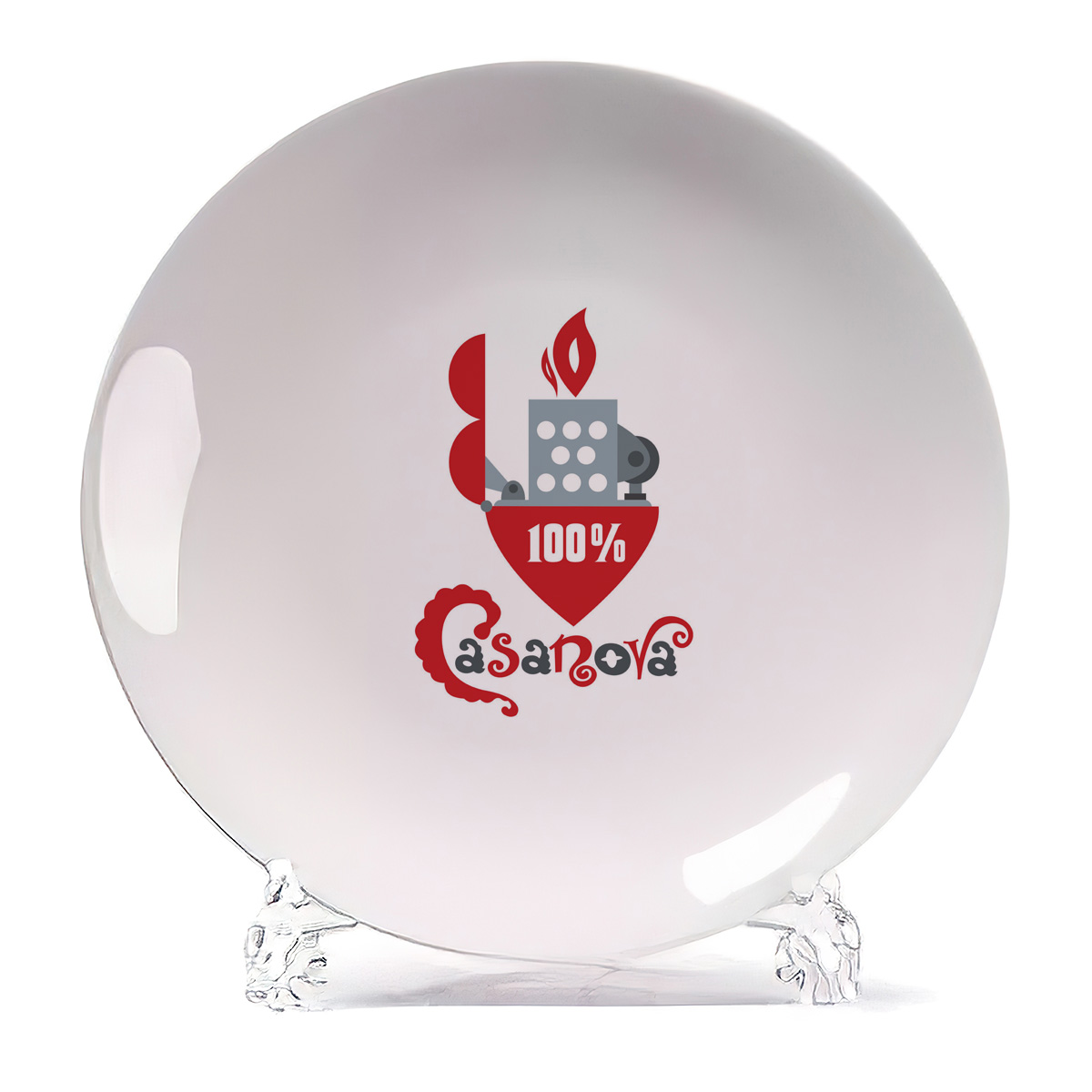 

Тарелка CoolPodarok 100% Казанова (Зажигалка), Белый