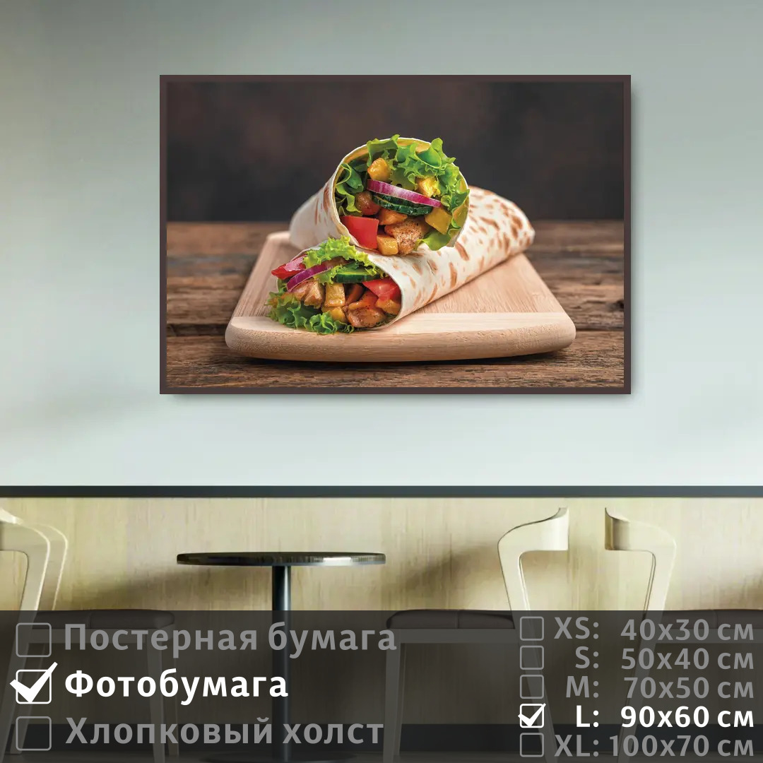

Постер на фотобумаге ПолиЦентр Шаурма для кафе 90х60 см, ШаурмаДляКафе