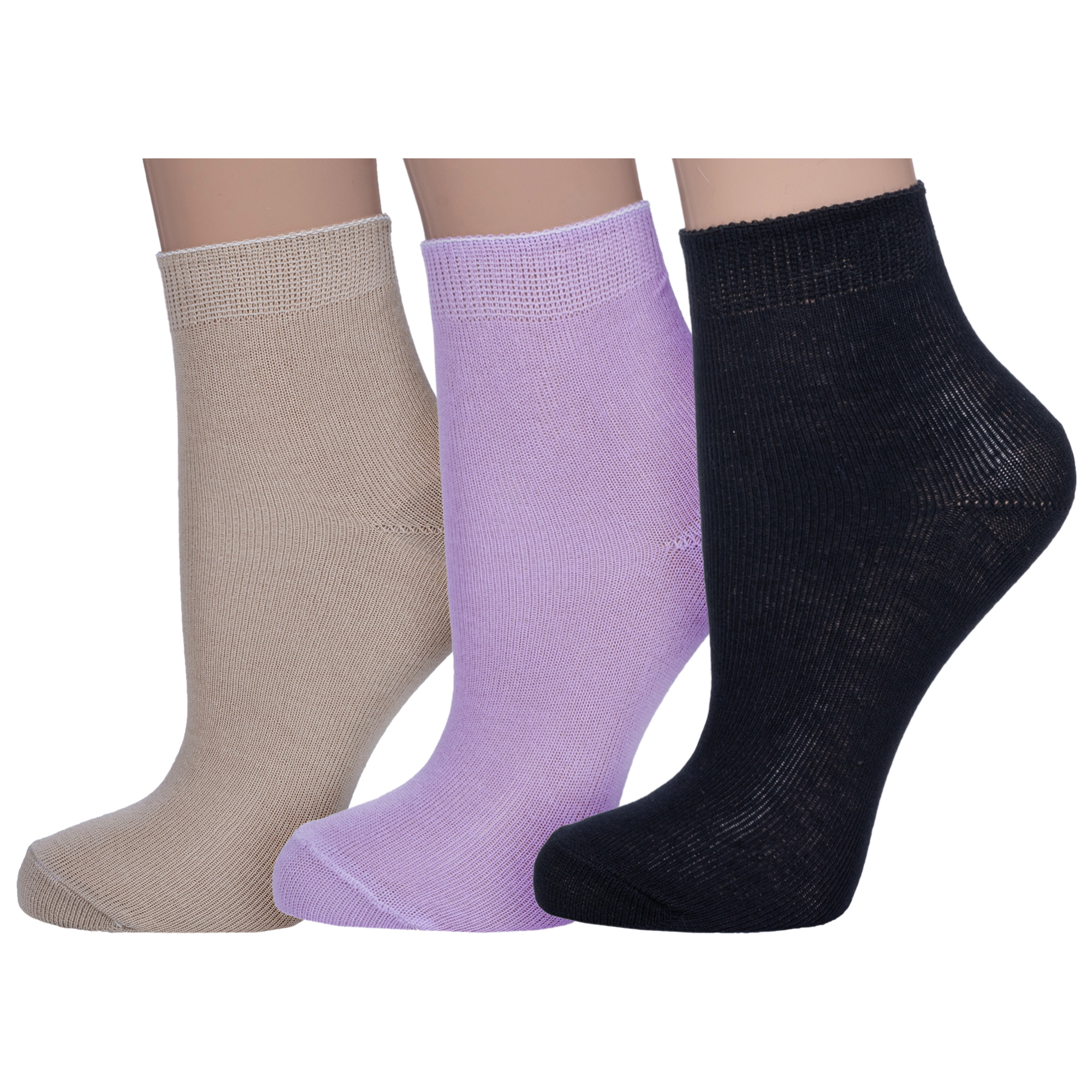 Носки детские НАШЕ 3-С115, бежевый; фиолетовый; черный, 12-14