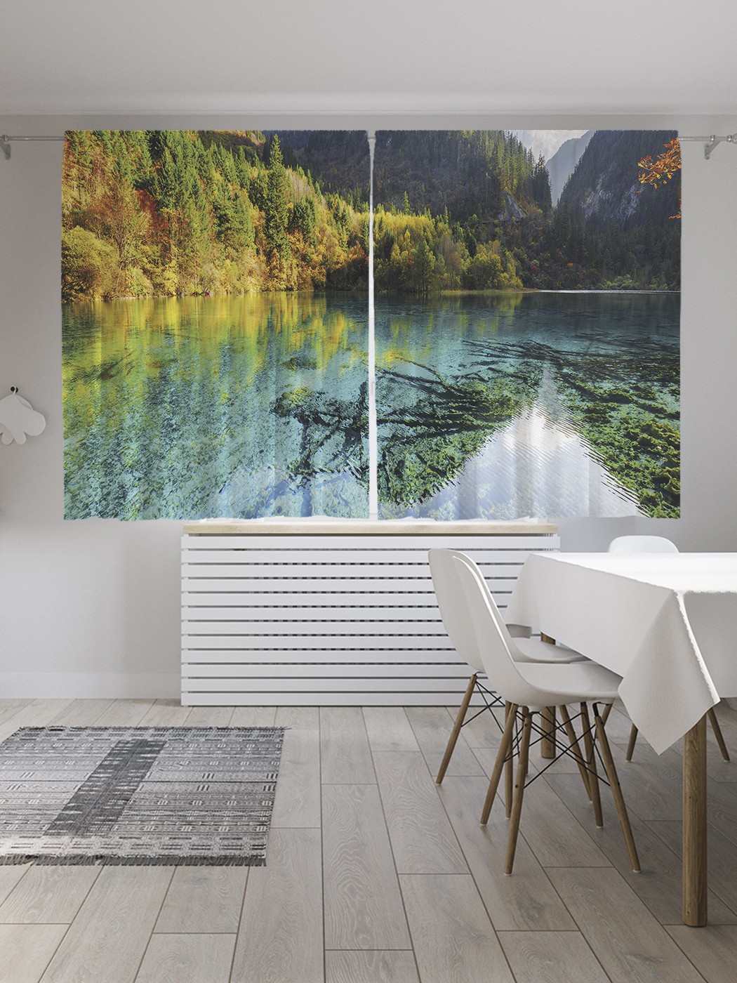 фото Классические шторы joyarty "горное озеро", серия oxford delux, 2 полотна 145x180 см