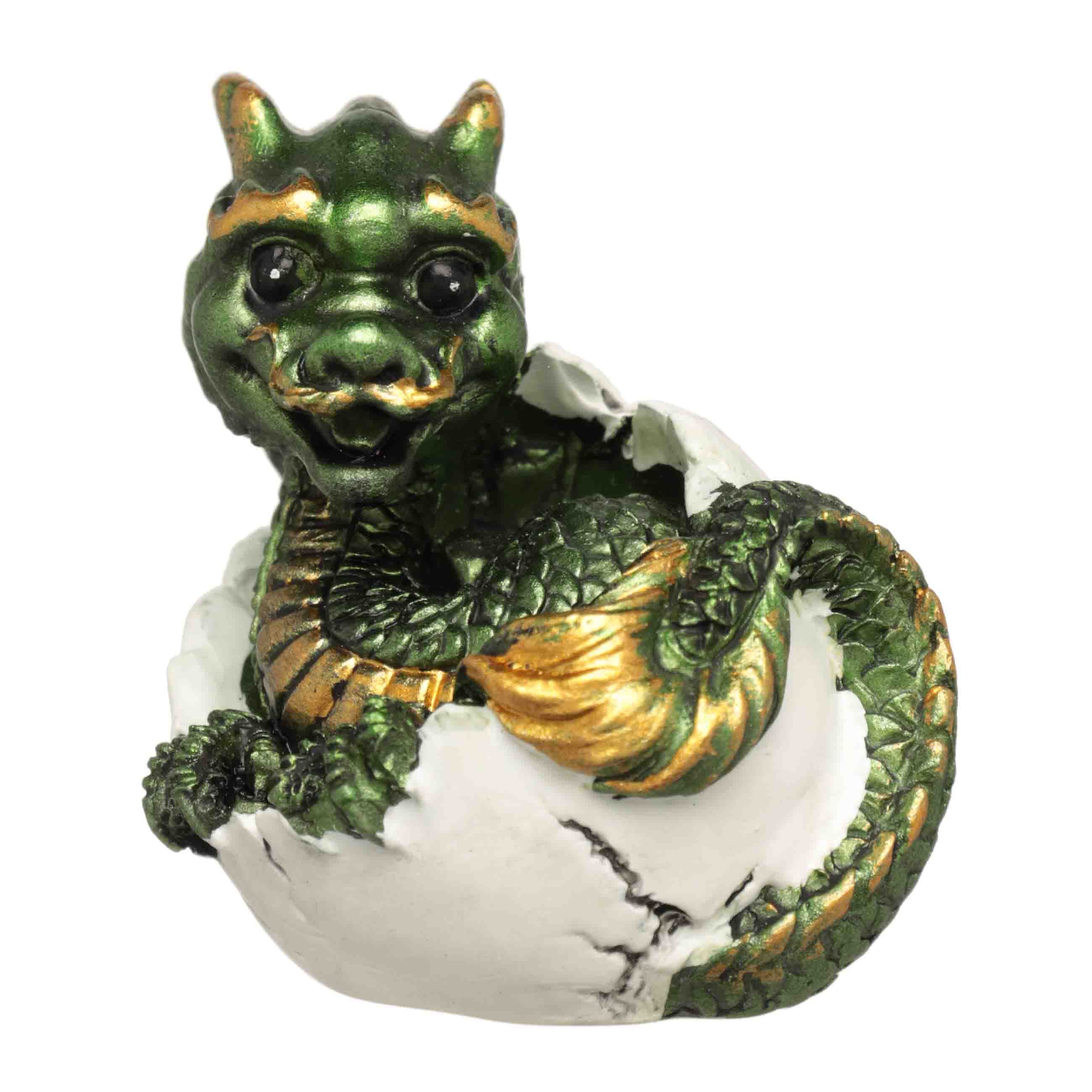 Статуэтка, 6 см, полирезин, зелено-бежевая, Дракон в яйце, Dragon blu