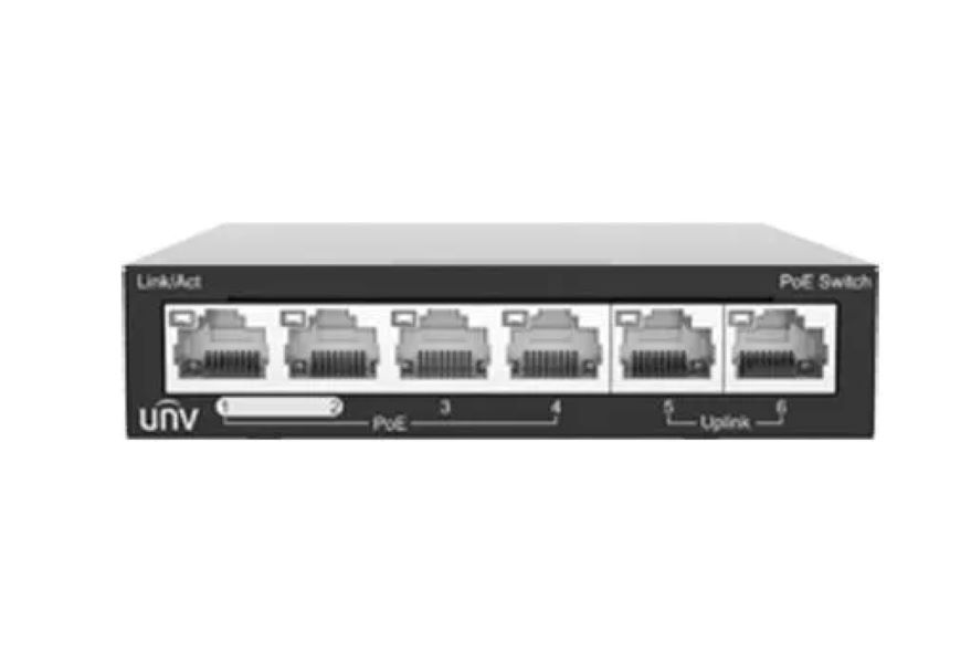 Uniview NSW2020-6T-POE-IN Коммутатор сетевой PoE 6-портовый: 6*100Мбит/с (RJ45), включая 4