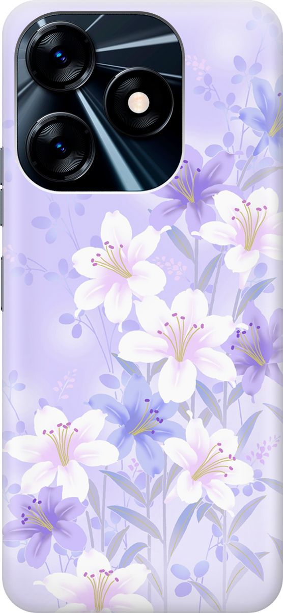 

Силиконовый чехол на Tecno Spark 10 "Лилии на фиолетовом", Белый;фиолетовый, 159540