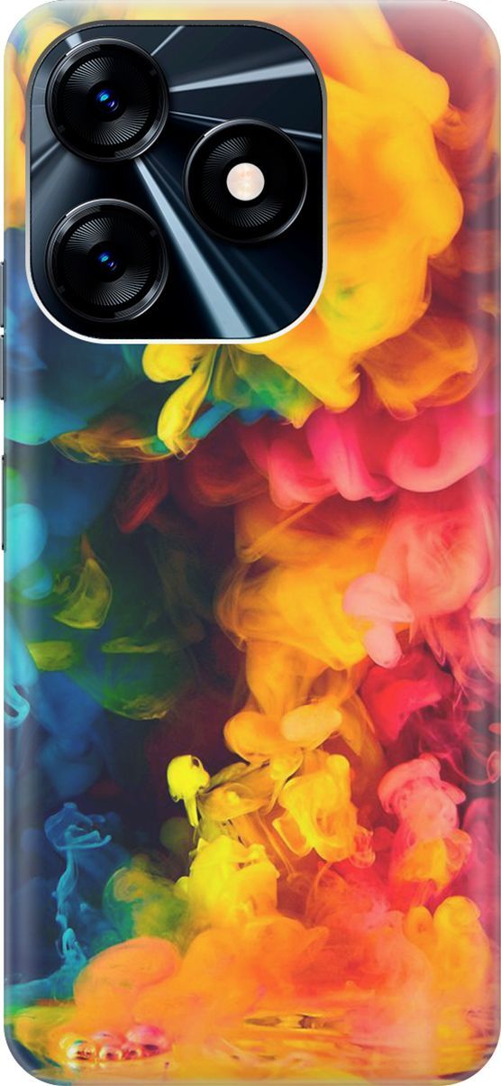 

Силиконовый чехол на Tecno Spark 10 "Красочное буйство", Желтый;розовый, 159534