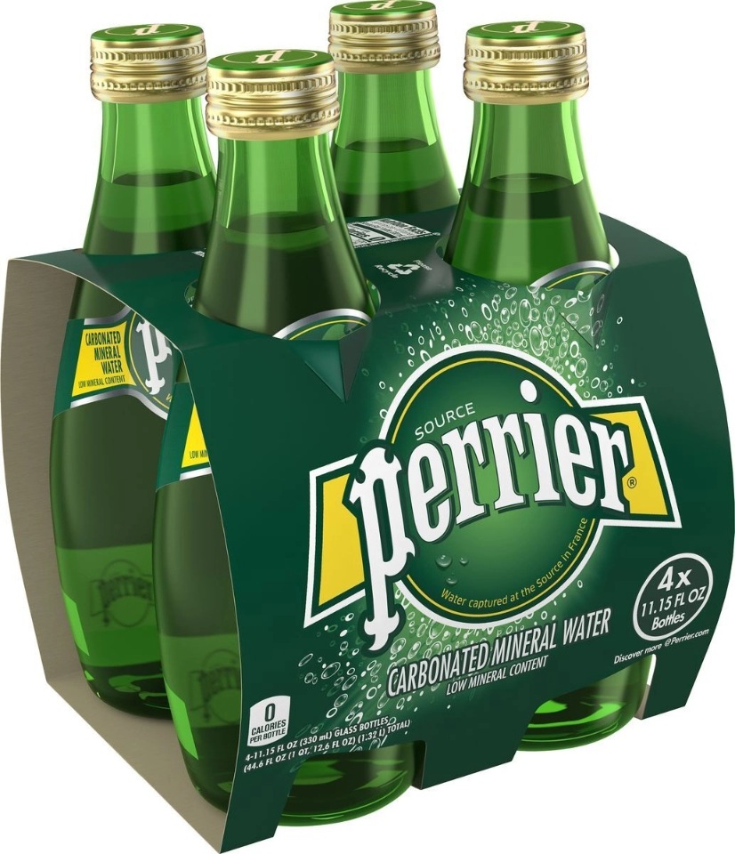 Минеральная газированная вода Perrier 0,33л ст по 4 шт