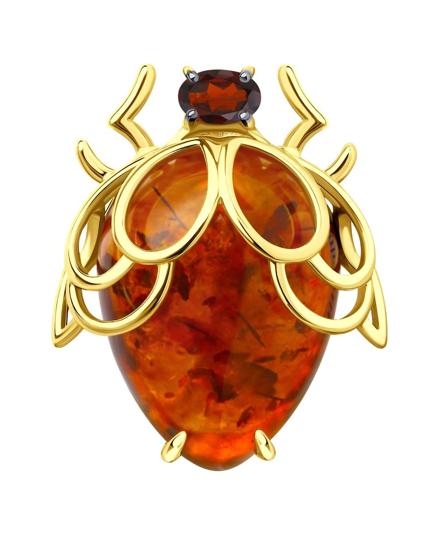 Брошь из серебра AllTime 83040031_s, янтарь\гранат