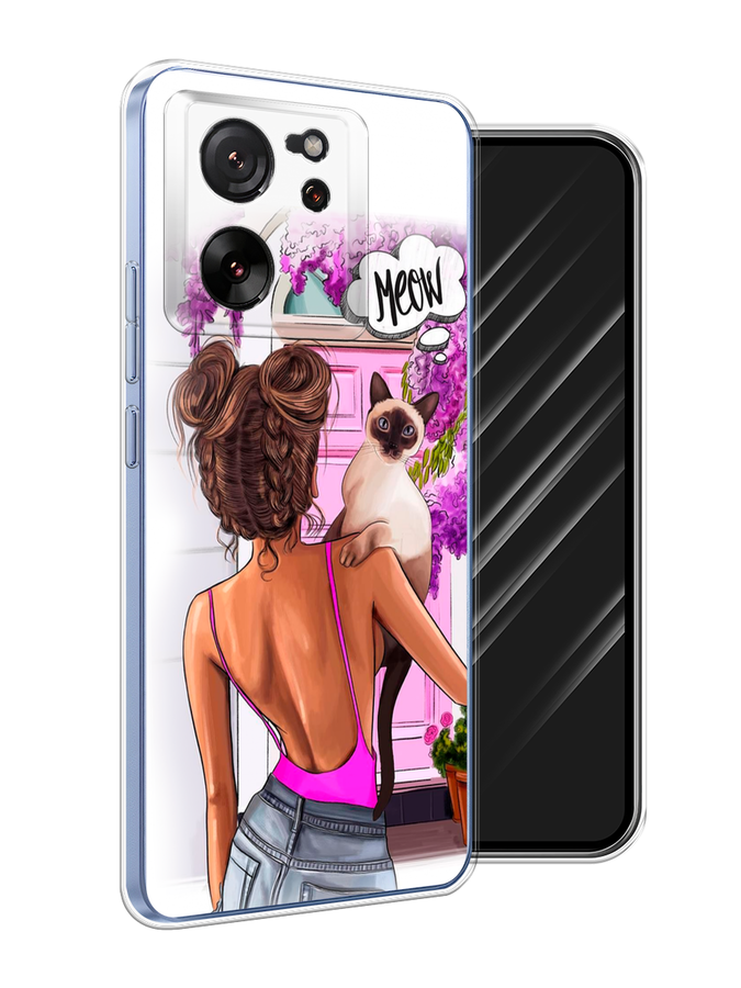 

Чехол Awog на Xiaomi 13T Pro Про "Девушка с кошкой", Розовый;коричневый, 319950-1