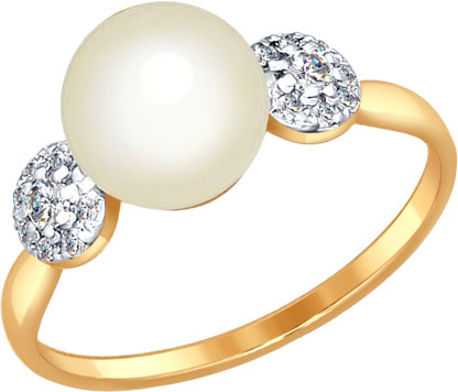 Кольцо из красного золота р. 17,5 AllTime 791002_s, жемчуг\фианит