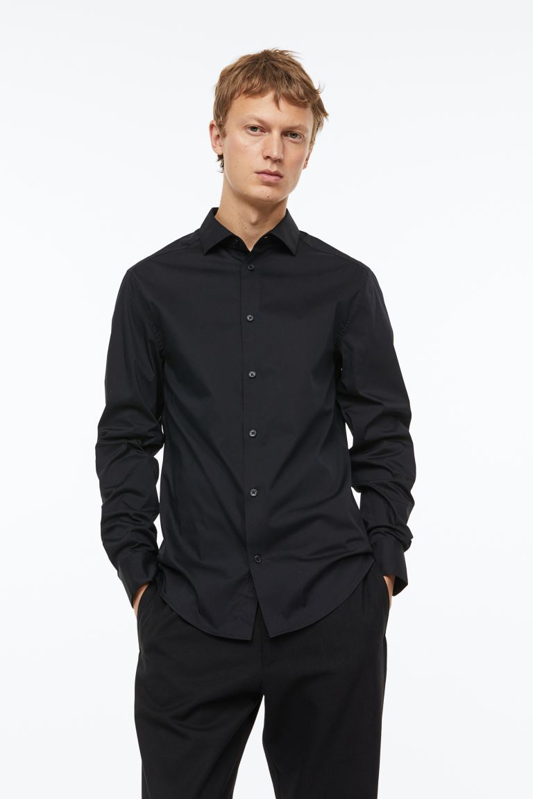 

Рубашка мужская H&M 0841808002 черная XS (доставка из-за рубежа), Черный, 0841808002