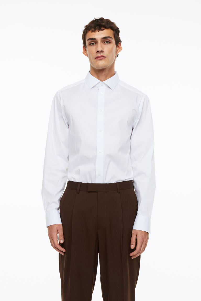 Рубашка мужская H&M 0841808001 белая S (доставка из-за рубежа)