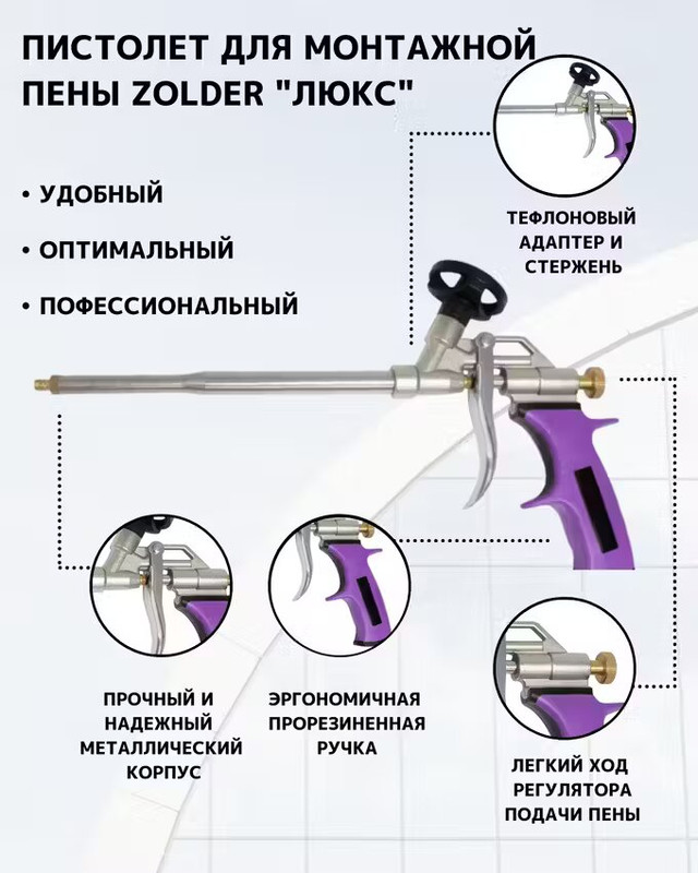 Пистолет для пены ZOLDER Люкс, 1/24 701Т1