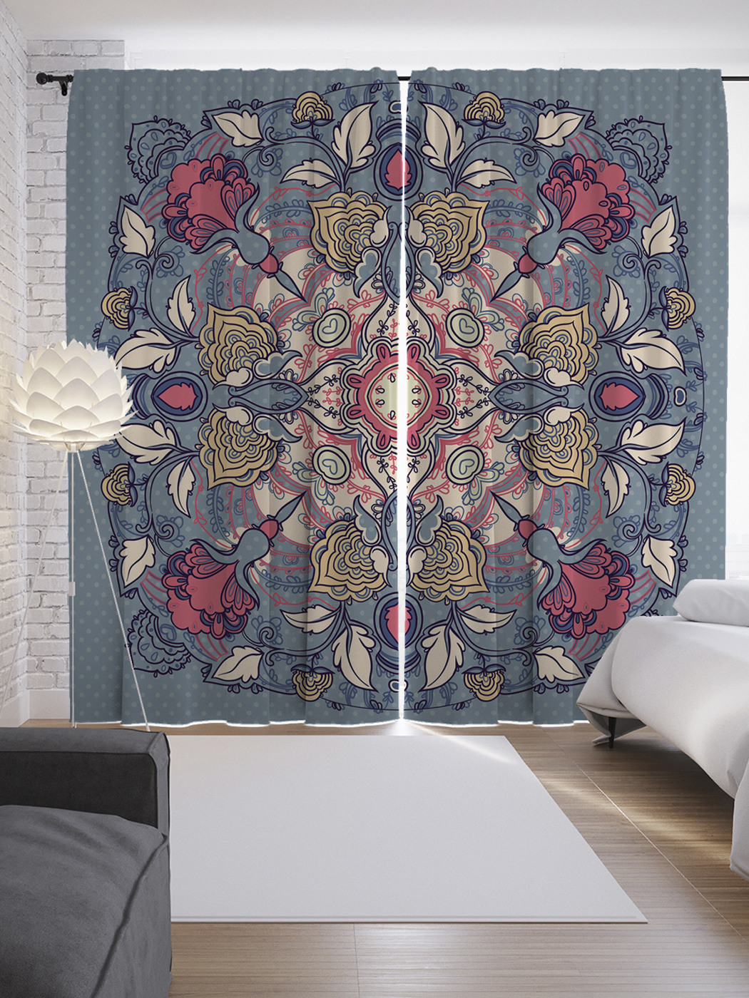 

Шторы с фотопечатью "Цветочная страна" из сатена, 290х265 см