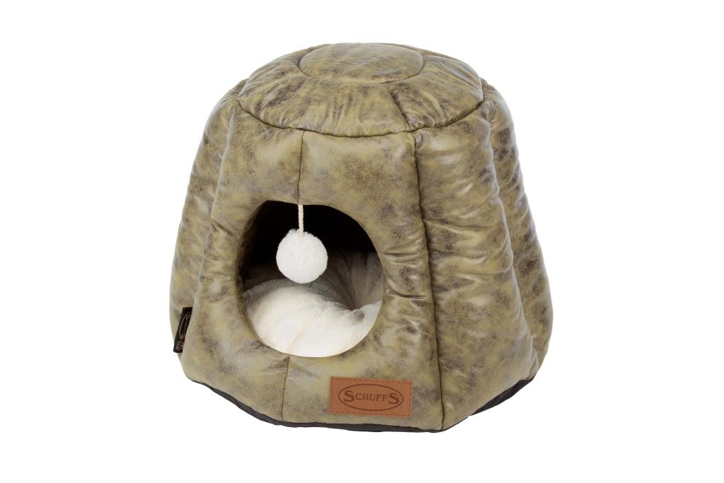 Домик для кошек Scruffs Knightsbridge Cat Igloo, экокожа, зеленый, 51x47x28см