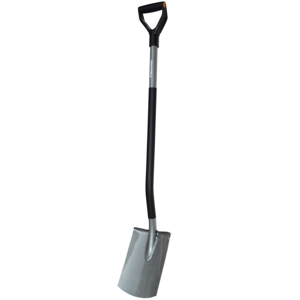 

Лопата совковая Fiskars Ergonomic 1001411 с черенком, Серебристый, Эргономик
