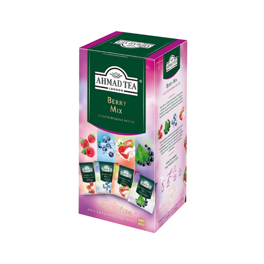 

Чай черный Ahmad Tea Ассорти Berry Mix, 4 вкуса, 24 пакетика, 3 упаковки, Ассорти Berry Mix