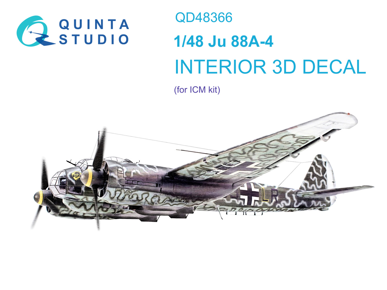 

3D Декаль Quinta Studio 1/48 интерьера кабины Ju 88A-4 ICMQD48366, Однотонный
