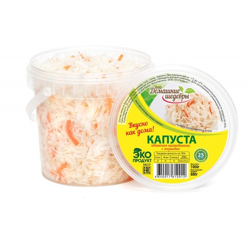 

Капуста Домашние шедевры квашеная шинкованная с морковью 500 г