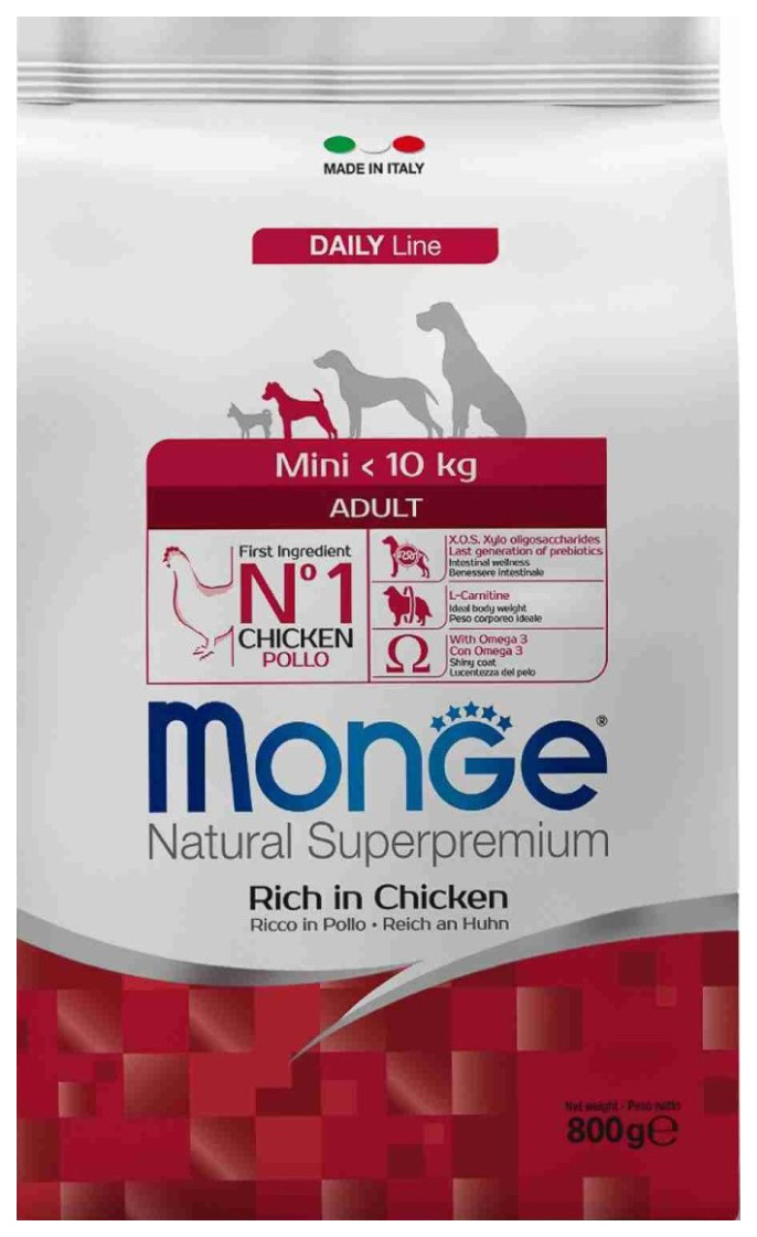 

Сухой корм для собак Monge Daily Line Mini, курица, 0,8 кг