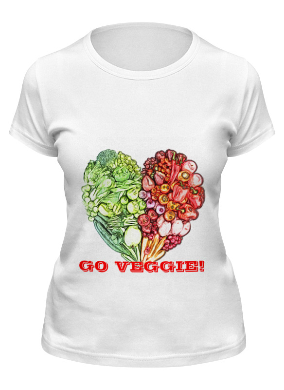 

Футболка женская Printio Go veggie! белая S, Белый, Go veggie!