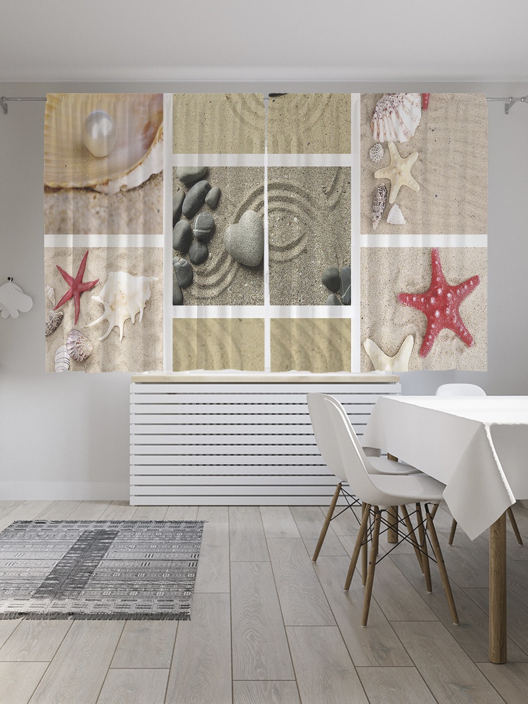 

Классические шторы JoyArty "Композиция из ракушек", Oxford DeLux, 2 полотна 145x180 см, Композиция из ракушек