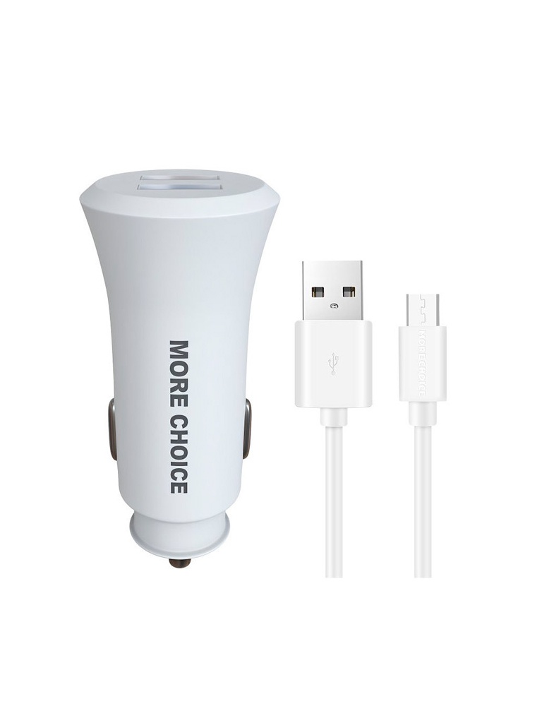 фото Зарядное устройство more choice ac23m 2xusb 2.4a + кабель microusb white 4627151192123